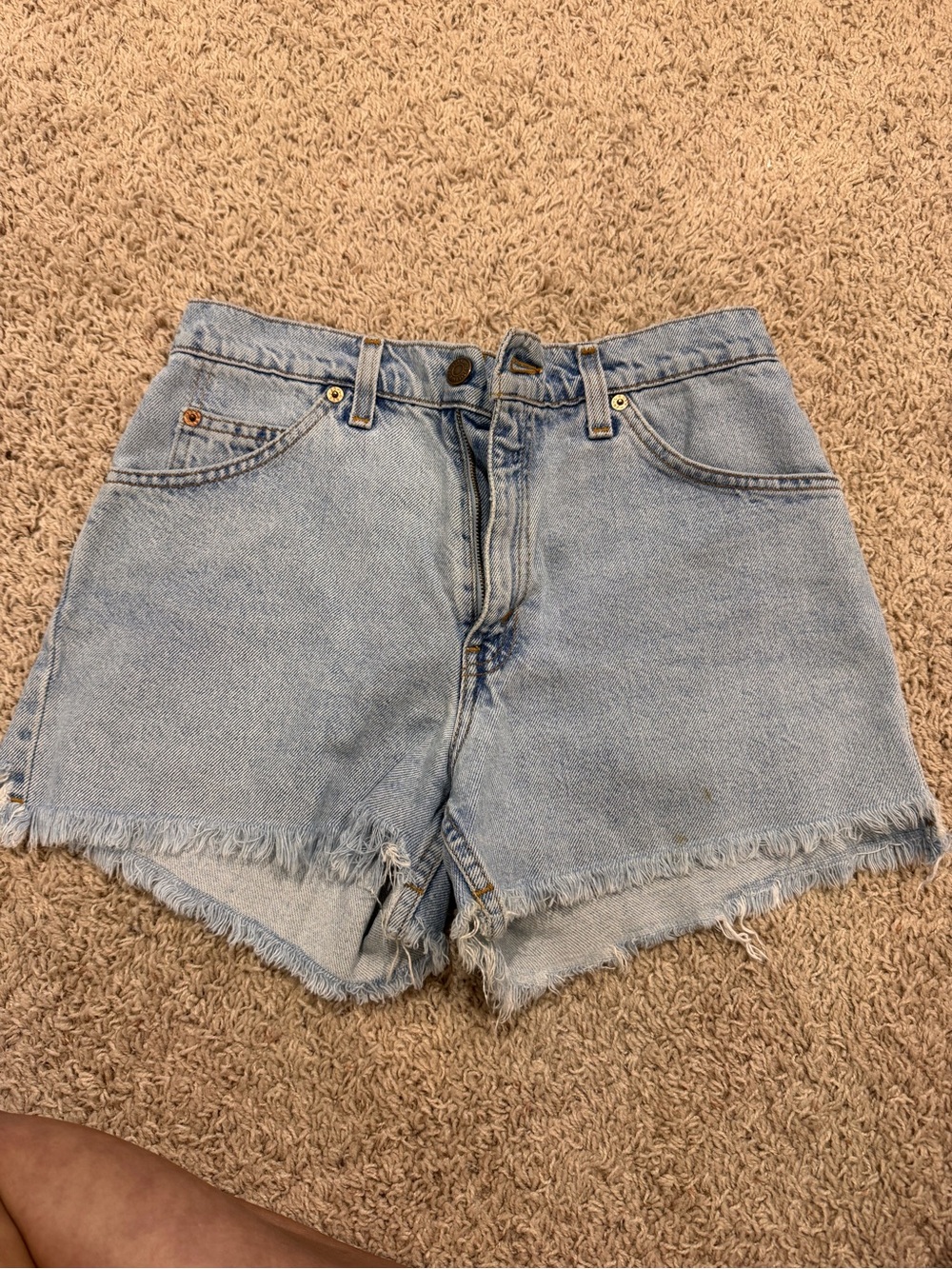 Levi's Light Blue Frayed Hem Denim Shorts